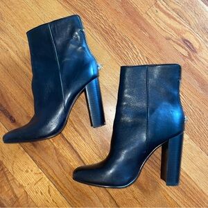 Black Leather Ankle Booties